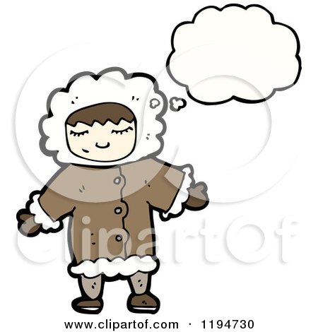Cartoon of an Eskimo Girl Thinking - Royalty Free Vector Illustration by lineartestpilot