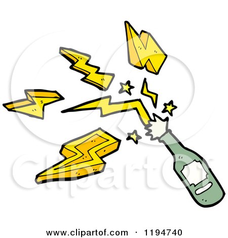 Cartoon of a Champagne Bottle - Royalty Free Vector Illustration by lineartestpilot