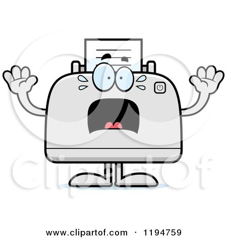 Cartoon of a Scared Printer Mascot - Royalty Free Vector Clipart by Cory Thoman