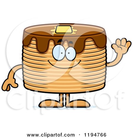 Cartoon of a Waving Pancakes Mascot - Royalty Free Vector Clipart by Cory Thoman