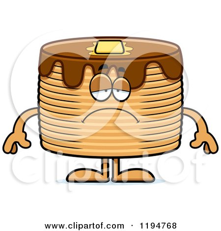 Cartoon of a Depressed Pancakes Mascot - Royalty Free Vector Clipart by Cory Thoman