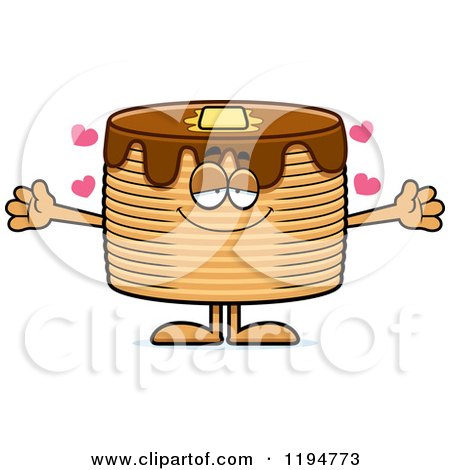 Cartoon of a Loving Pancakes Mascot Wanting a Hug - Royalty Free Vector Clipart by Cory Thoman