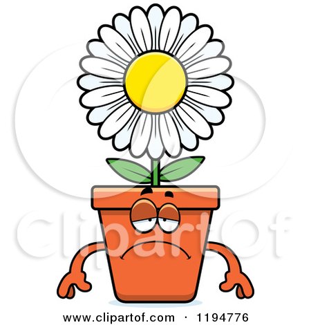 Cartoon of a Depressed Flower Pot Mascot - Royalty Free Vector Clipart by Cory Thoman