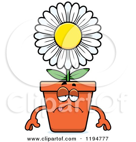 Cartoon of a Sick Flower Pot Mascot - Royalty Free Vector Clipart by Cory Thoman