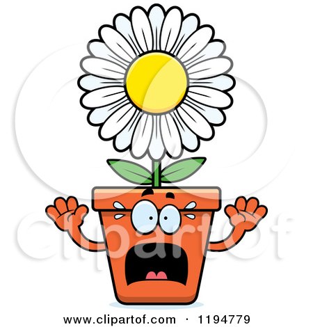 Cartoon of a Scared Flower Pot Mascot - Royalty Free Vector Clipart by Cory Thoman
