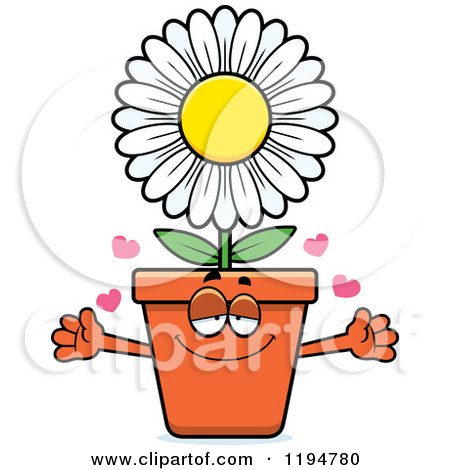 Cartoon of a Loving Flower Pot Mascot Wanting a Hug - Royalty Free Vector Clipart by Cory Thoman