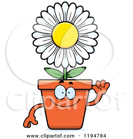 Cartoon of a Waving Flower Pot Mascot - Royalty Free Vector Clipart by Cory Thoman