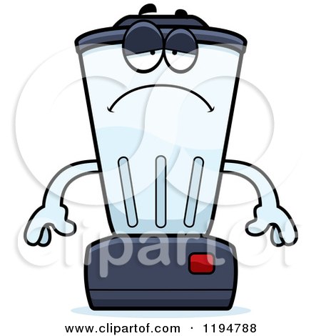 Cartoon of a Depressed Blender Mascot - Royalty Free Vector Clipart by Cory Thoman