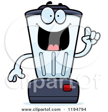 Cartoon of a Smart Blender Mascot with an Idea - Royalty Free Vector Clipart by Cory Thoman