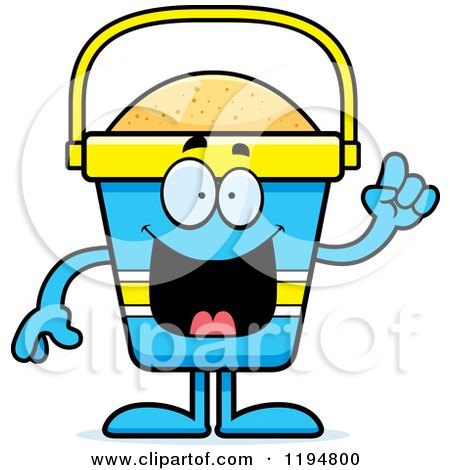 Cartoon of a Smart Beach Pail Mascot with an Idea - Royalty Free Vector Clipart by Cory Thoman