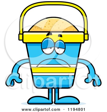 Cartoon of a Depressed Beach Pail Mascot - Royalty Free Vector Clipart by Cory Thoman