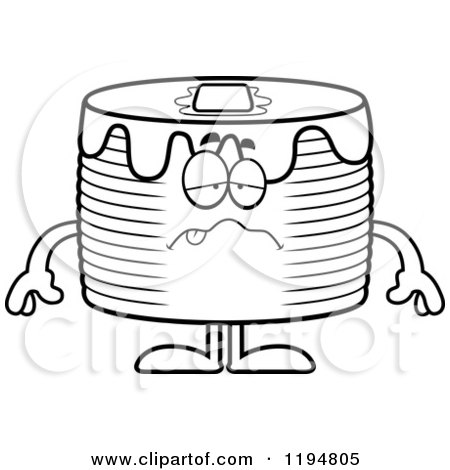 Cartoon of a Black And White Sick Pancakes Mascot - Royalty Free Vector Clipart by Cory Thoman