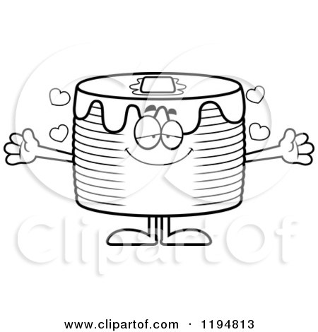 Cartoon of a Black And White Loving Pancakes Mascot Wanting a Hug - Royalty Free Vector Clipart by Cory Thoman
