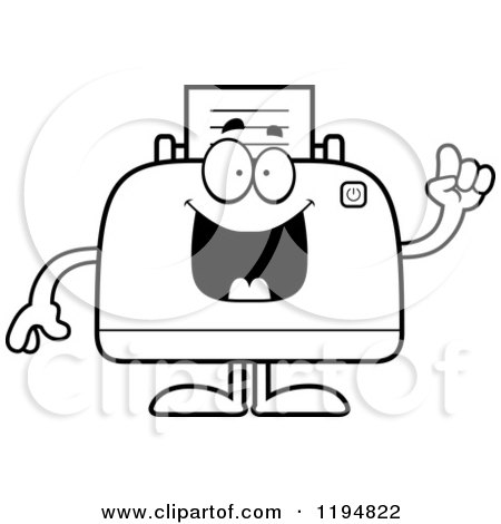 Cartoon of a Black And White Smart Printer Mascot - Royalty Free Vector Clipart by Cory Thoman