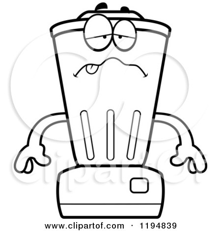 Cartoon of a Black And White Sick Blender Mascot - Royalty Free Vector Clipart by Cory Thoman