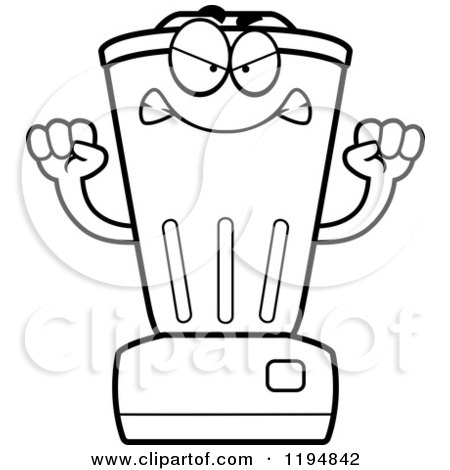 Cartoon of a Black And White Mad Blender Mascot - Royalty Free Vector Clipart by Cory Thoman
