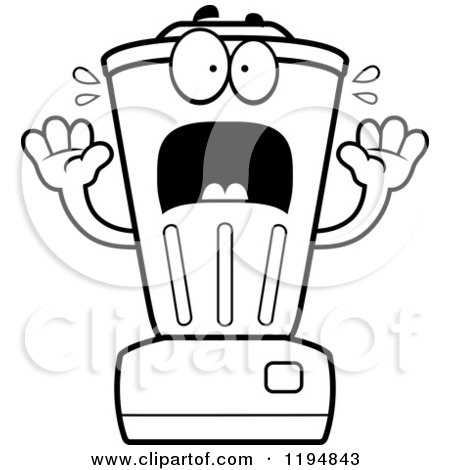 Cartoon of a Black And White Scared Blender Mascot - Royalty Free Vector Clipart by Cory Thoman