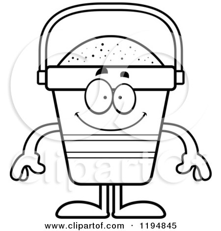 Cartoon of a Black And White Happy Beach Pail Mascot - Royalty Free Vector Clipart by Cory Thoman