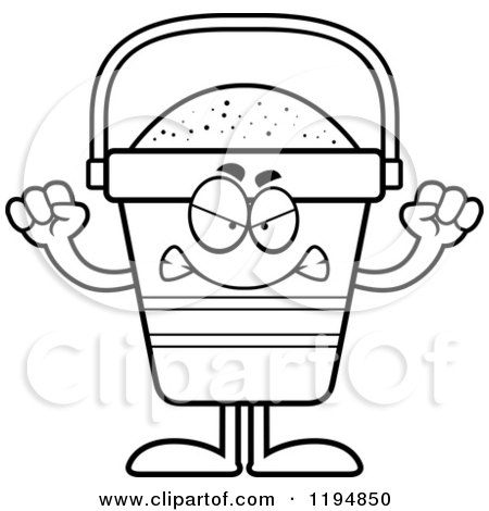 Cartoon of a Black And White Mad Beach Pail Mascot - Royalty Free Vector Clipart by Cory Thoman
