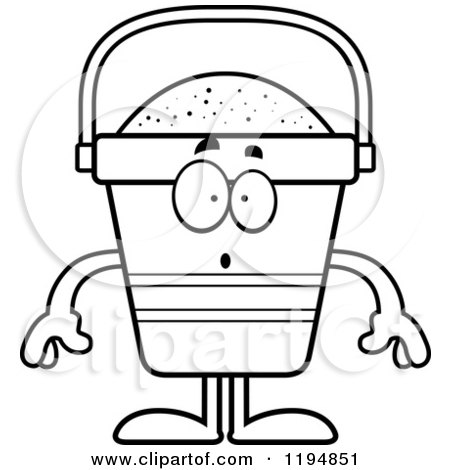 Cartoon of a Black And White Surprised Beach Pail Mascot - Royalty Free Vector Clipart by Cory Thoman
