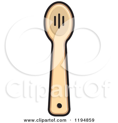 Clipart of a Wooden Kitchen Slotted Spoon - Royalty Free Vector Illustration by Lal Perera