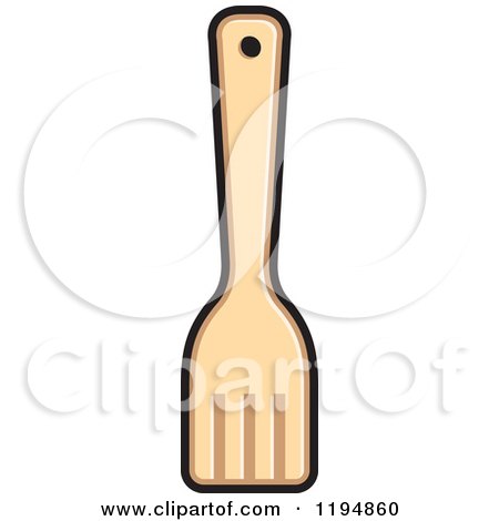 Clipart of a Wooden Kitchen Spatula 3 - Royalty Free Vector Illustration by Lal Perera