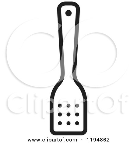 Clipart of a Black and White Kitchen Spatula - Royalty Free Vector Illustration by Lal Perera