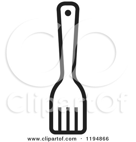 Clipart of a Black and White Kitchen Spatula 4 - Royalty Free Vector Illustration by Lal Perera