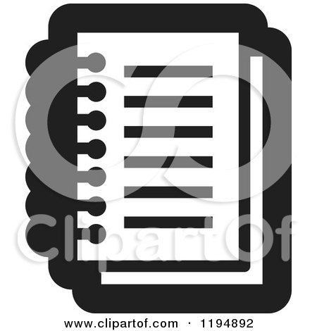 Clipart of a Black and White Paper Document Office Icon - Royalty Free Vector Illustration by Lal Perera