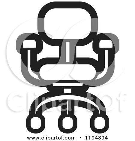 Clipart of a Black and White Chair Office Icon - Royalty Free Vector Illustration by Lal Perera