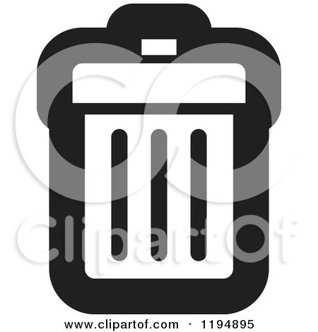 Clipart of a Black and White Trash Bin Office Icon - Royalty Free Vector Illustration by Lal Perera