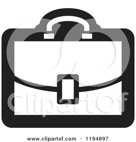 Clipart of a Black and White Briefcase Office Icon - Royalty Free Vector Illustration by Lal Perera