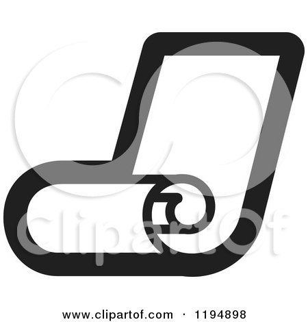Clipart of a Black and White Fax Roll Office Icon - Royalty Free Vector Illustration by Lal Perera