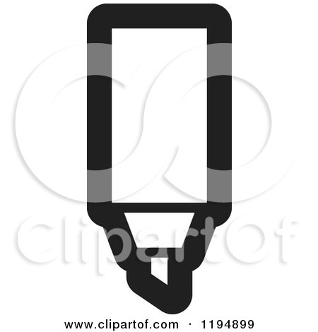 Clipart of a Black and White Highlighter Pen Office Icon - Royalty Free Vector Illustration by Lal Perera