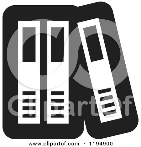 Clipart of a Black and White Binder Office Icon - Royalty Free Vector Illustration by Lal Perera