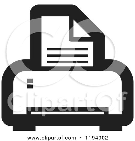 Clipart of a Black and White Printer Office Icon - Royalty Free Vector Illustration by Lal Perera