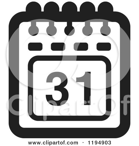 Clipart of a Black and White Calendar Office Icon - Royalty Free Vector Illustration by Lal Perera