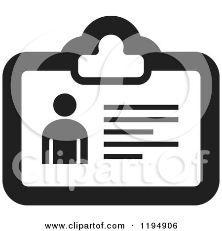 Clipart of a Black and White ID Office Icon - Royalty Free Vector Illustration by Lal Perera