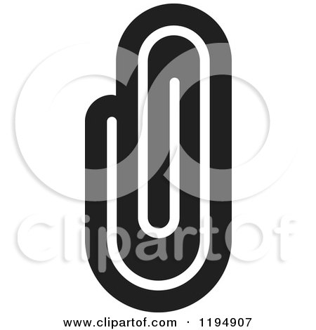 Clipart of a Black and White Paper Clip Office Icon - Royalty Free Vector Illustration by Lal Perera