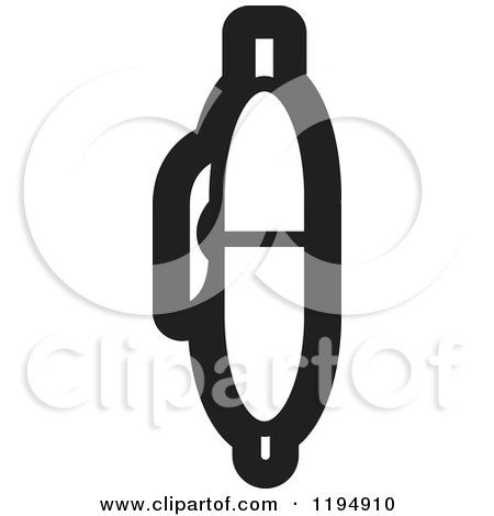 Clipart of a Black and White Pen Office Icon - Royalty Free Vector Illustration by Lal Perera