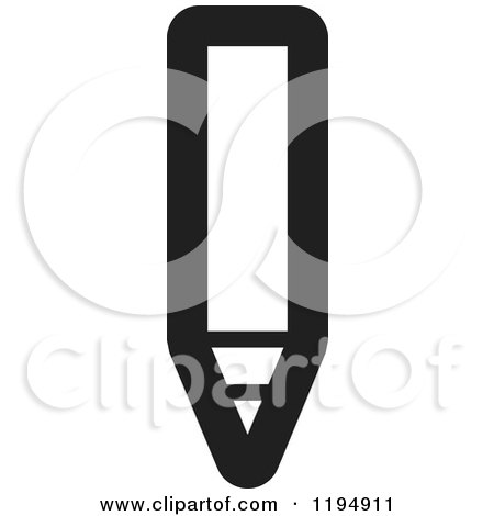 Clipart of a Black and White Pencil Office Icon - Royalty Free Vector Illustration by Lal Perera