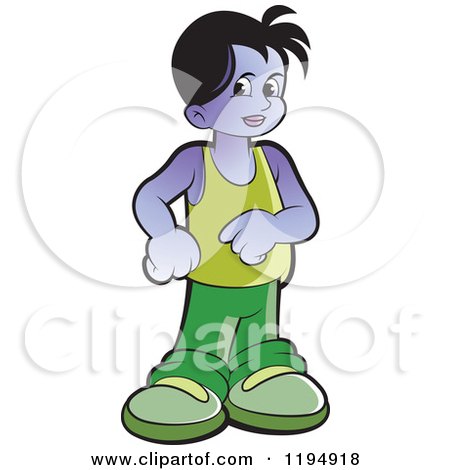 Clipart of a Happy Standing Boy - Royalty Free Vector Illustration by Lal Perera