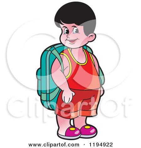 Clipart of a Happy School Boy with a Backpack - Royalty Free Vector Illustration by Lal Perera