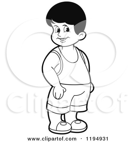 Clipart of a Black and White Happy Boy - Royalty Free Vector Illustration by Lal Perera