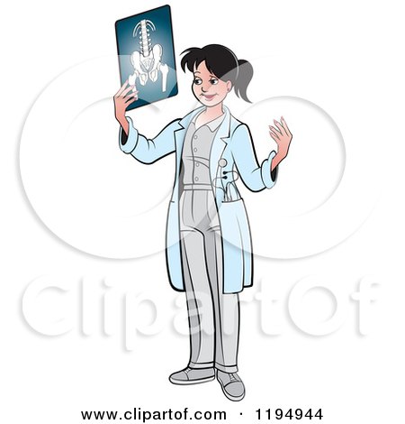 Clipart of a Female Doctor Holding an X Ray - Royalty Free Vector Illustration by Lal Perera