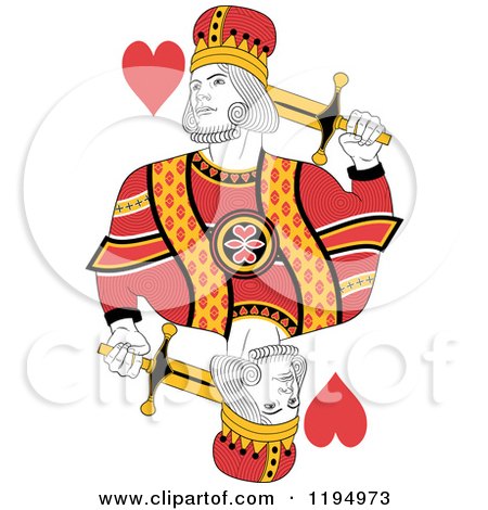 Clipart of an Isolated King of Hearts - Royalty Free Vector Illustration by Frisko