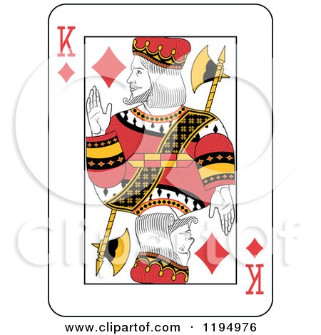 Clipart of a King of Diamonds Playing Card - Royalty Free Vector Illustration by Frisko