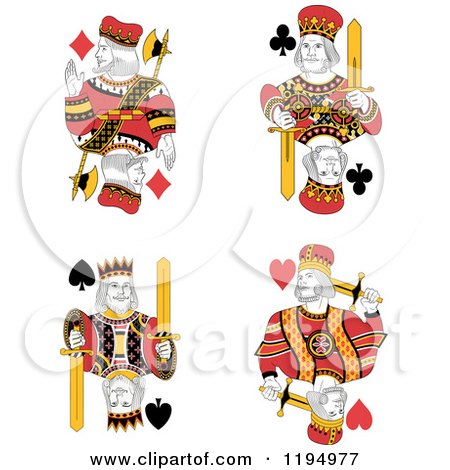 Clipart of Isolated Playing Card Kings - Royalty Free Vector Illustration by Frisko