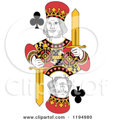 Clipart of an Isolated King of Clubs - Royalty Free Vector Illustration by Frisko