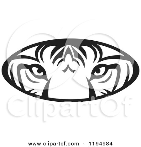 Clipart of a Black and White Tiger Eyes Oval - Royalty Free Vector Illustration by Johnny Sajem
